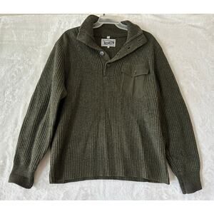 Vintage Schott Bros Wool Sweater XL Elbow Patch Ribbed Green